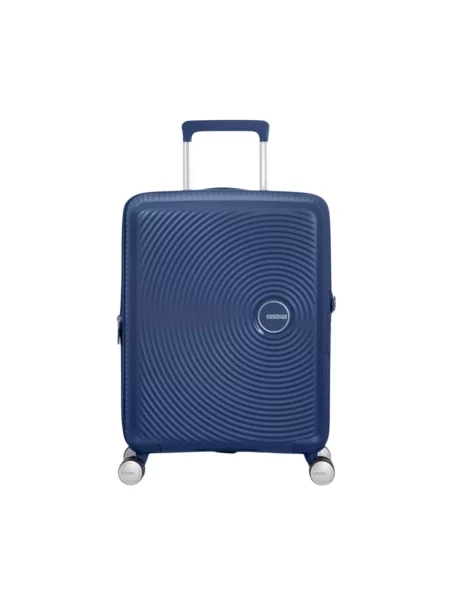 Lniana walizka American Tourister niebieska