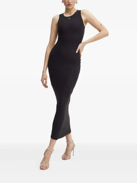 Макси рокля Guess с автограф черно