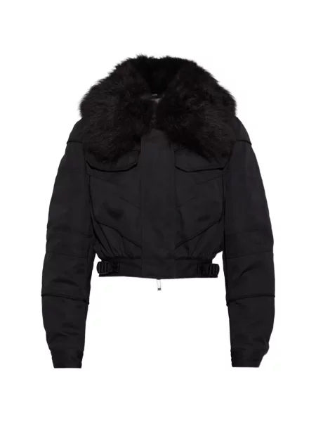Gulerat decupat geacă Dsquared2 cu blană negru