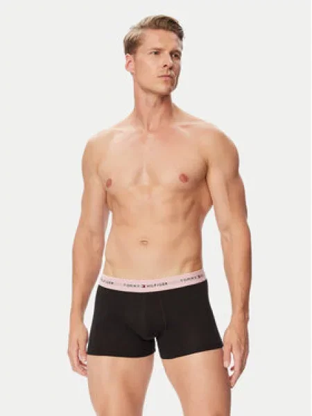 Férfi boxer nadrág Tommy Hilfiger Trunk WB 3 pack utility sage/black/bonita pink. Méret: XL fekete