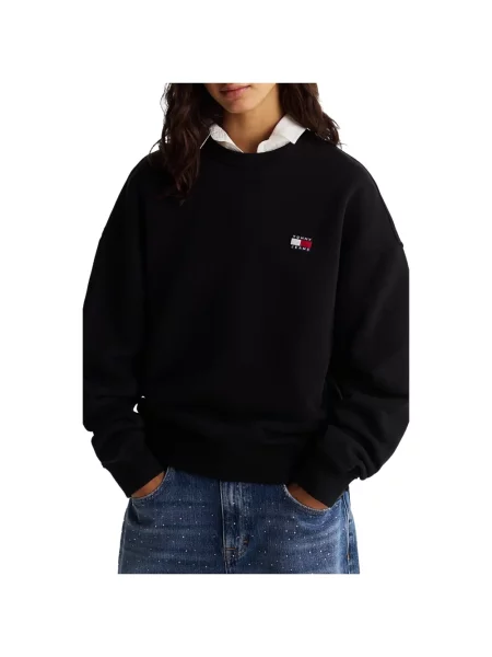 Bluza Tommy Jeans z długim rękawem z autografem czarna