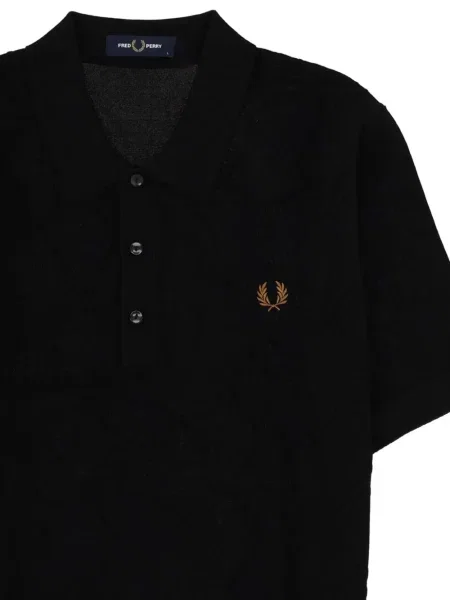 Tricou polo Fred Perry tricotate cu model argyle negru