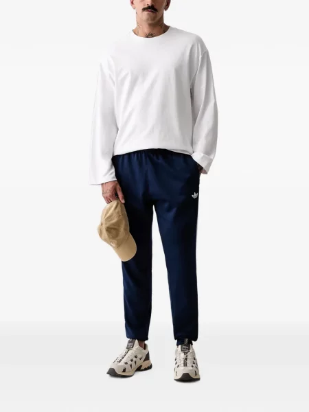Ριγέ τρέξιμο παντελόνι Adidas με κέντημα μπλε