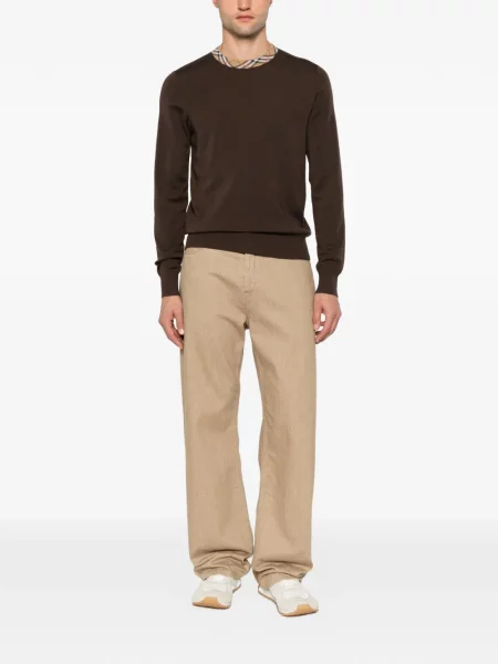 Lung tricou Burberry în carouri maro