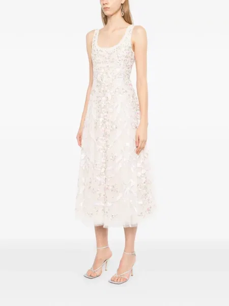 Květinové oblekové šaty Needle & Thread s výšivkou