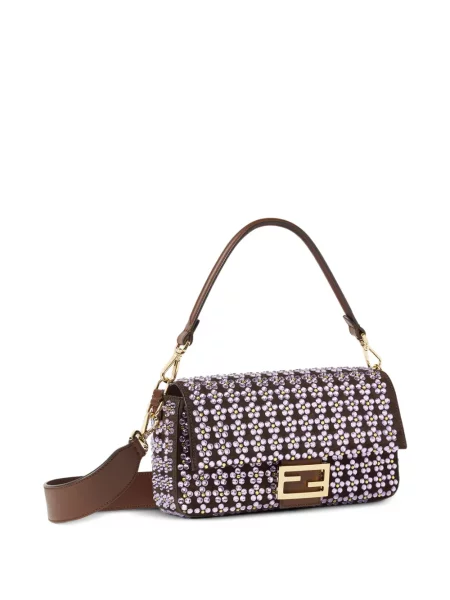 Baguette torbica Fendi Baguette s kristalima smeđa
