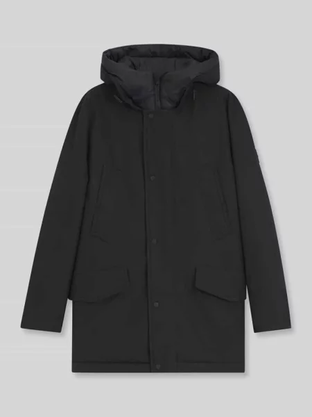Parka o kroju regular fit z kapturem model Boss Orange czarna