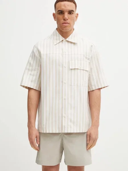 Košulja Maison Kitsuné Short Sleeve relaxed bež