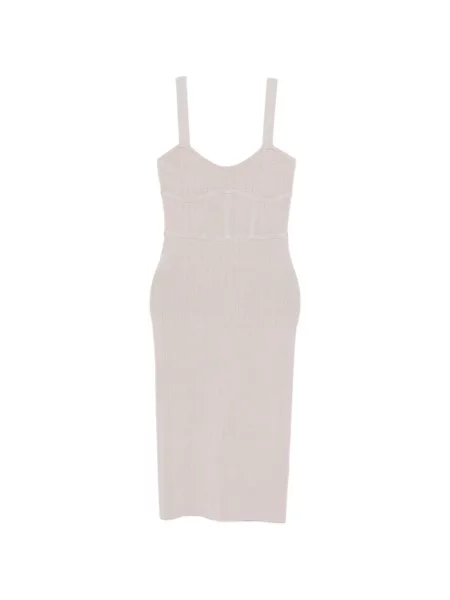 Rochie midi Patrizia Pepe tricotate până la genunchi de costum gri