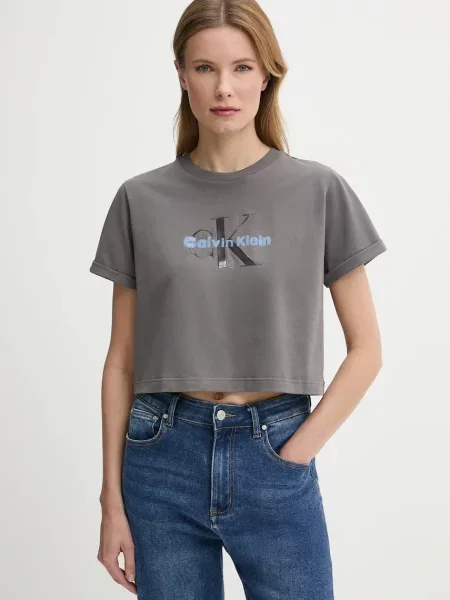 Тениска Calvin Klein Jeans дамска сиво