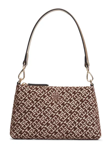 Ročna torba Tommy Hilfiger Th Jacquard Mini Shoulder Bag rjava