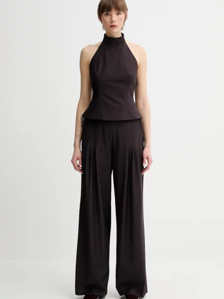 Блузка з домішкою вовни Remain однотонна коричневий