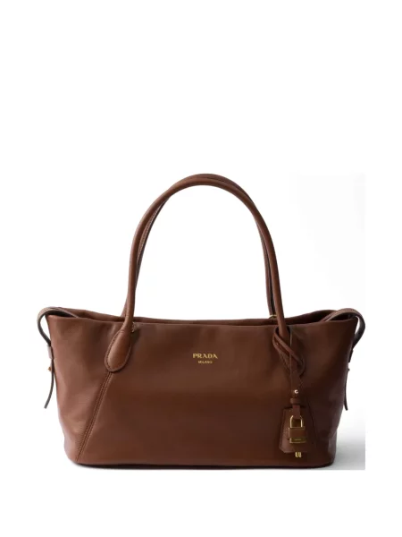 Geantă shopper Prada din piele maro