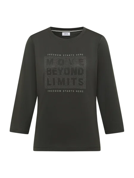 CECIL Tricou Hotfix metalic / verde pastel gri