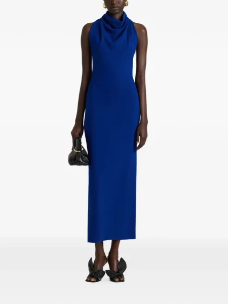 Lung rochie Givenchy de lână drapată albastru