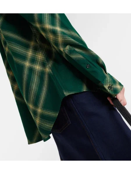Cămașă Burberry de lână în carouri verde