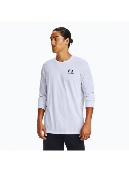 Pánske bežecké tričko longsleeve Under Armour Sportstyle Left Chest white/black biela