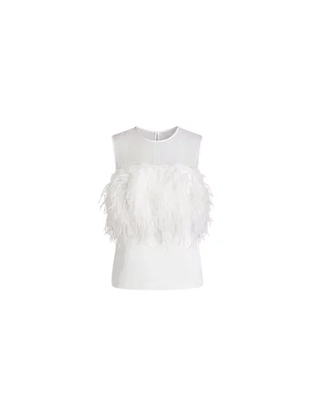Top Alberta Ferretti w piórka biały