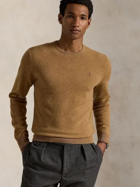 Вълнен пуловер Polo Ralph Lauren мъжки жълто бежово