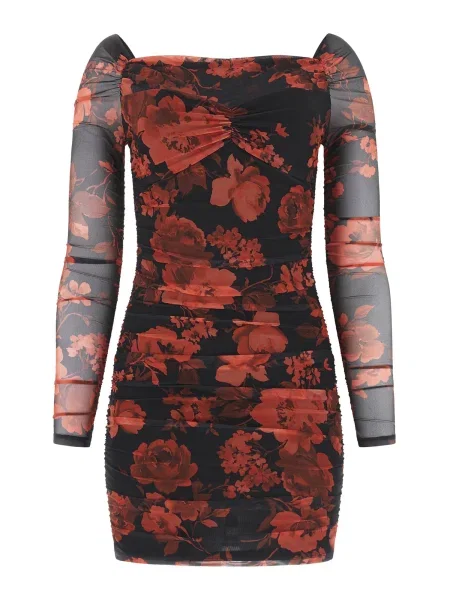 GUESS Obleka češnjevo rdeča / temno rdeča črna