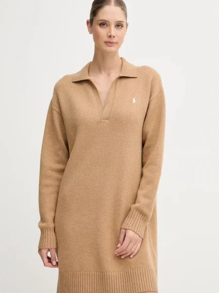 Polo Ralph Lauren Плетена рокля бежов
