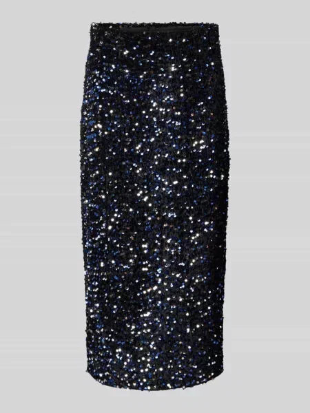 Spódnica midi o kroju podkreślającym sylwetkę z cekinami model ‘KAM’ Pieces czarna
