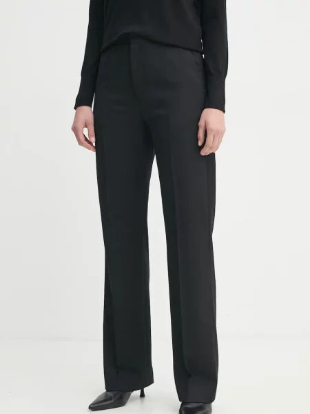 Filippa K pantaloni din lână drept high waist negru