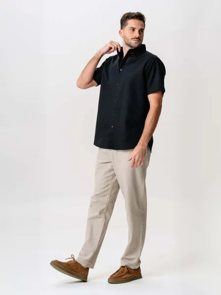 TEESHOPPEN Cămașă Linen Blend negru