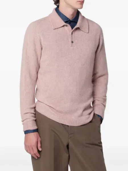 Lung tricou polo Roberto Collina roz