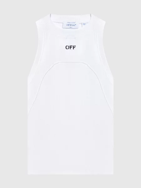 Топ в рубчик з логотипом Off-white білий