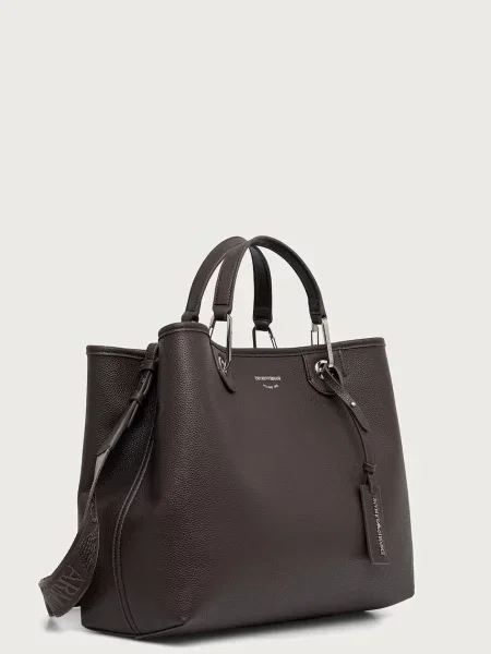 Geantă shopper Emporio Armani din piele maro
