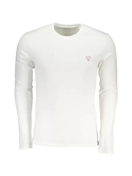 Lung tricou Guess cu autograf alb
