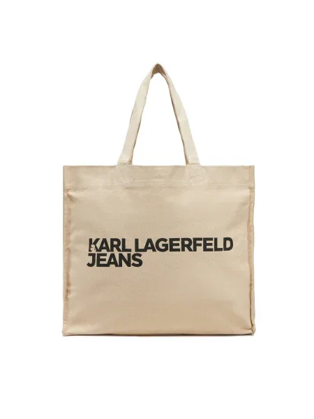 KARL LAGERFELD JEANS Shopper táska / fekete bézs