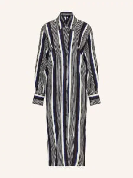 Proenza Schouler Hedvábné Šaty Amira černá / modrá bílá