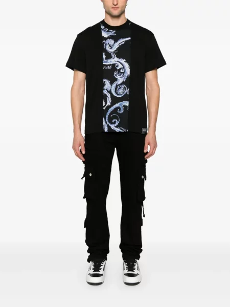 Tričko Versace Jeans Couture s potiskem černé