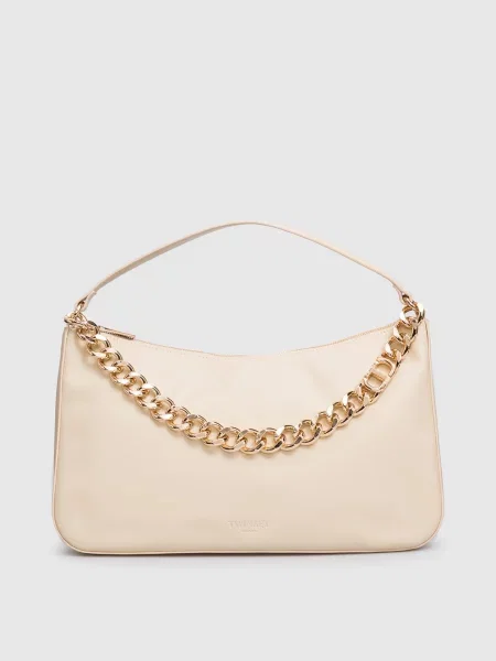 Шкіряна сумка-хобо Liliane Twinset бежева