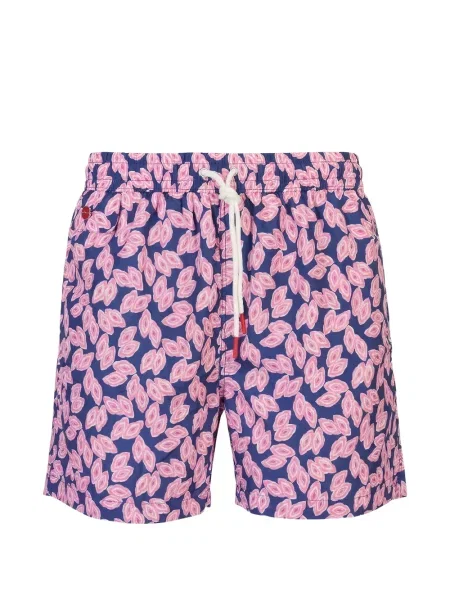 Slip de baie Kiton cu imagine cu imprimeu geometric cu cordon albastru