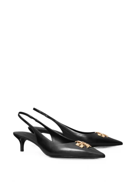 Pantofi cu toc Tory Burch slingback cu autograf negru