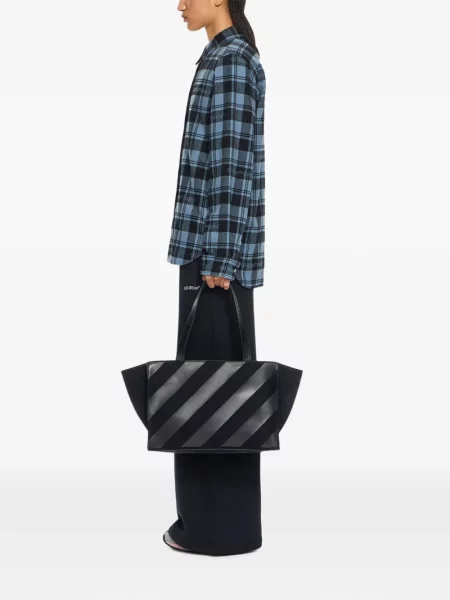 Geantă shopper Off-white din piele alb