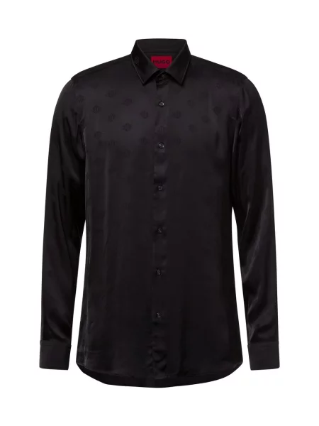 HUGO koszula casual Mężczyźni Super Slim Fit wzorzysty 39 czarny