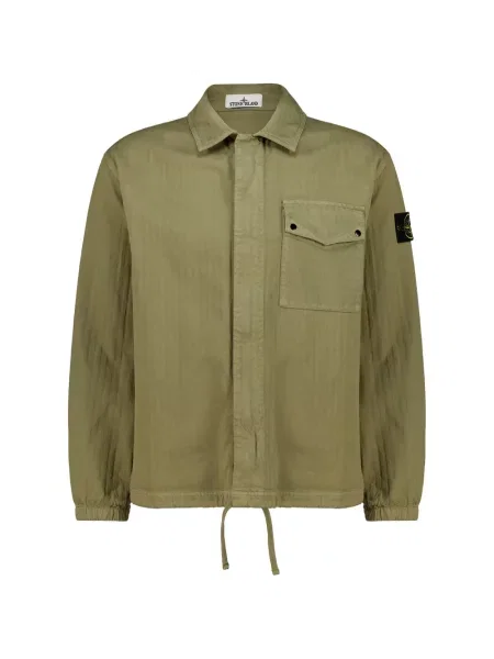 Cămașă Stone Island cu model herringbone cu strasuri verde