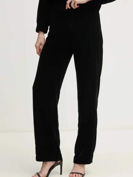 Pepe Jeans pantaloni de catifea FRANCES drept high waist negru