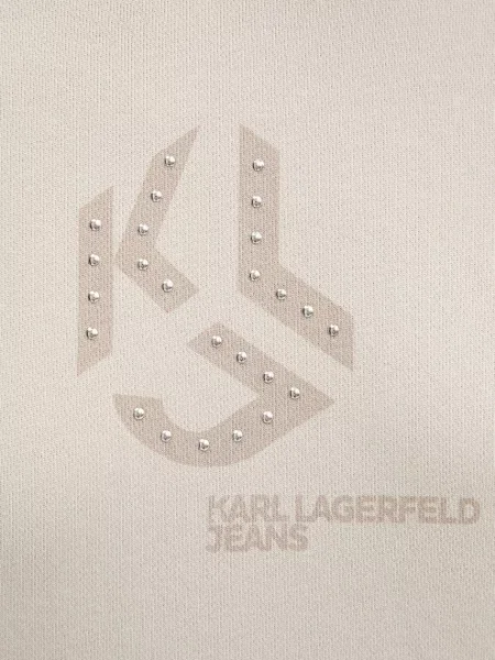 Свитер Karl Lagerfeld Jeans с капюшоном с принтом бежевый