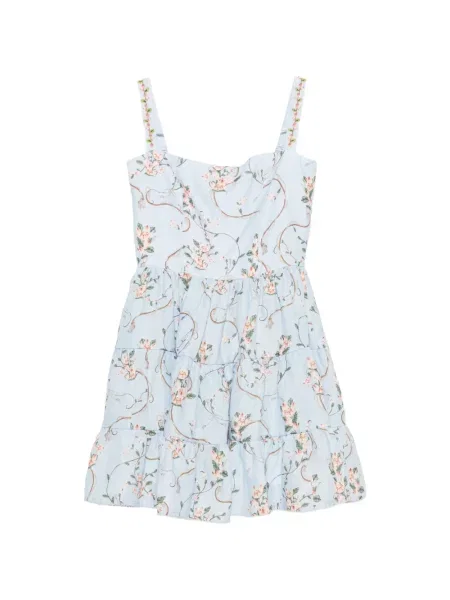 Rochie mini Agua By Agua Bendita cu model floral cu imagine albastru
