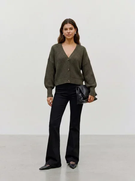 VERO MODA Geacă tricotată VMLea închis verde