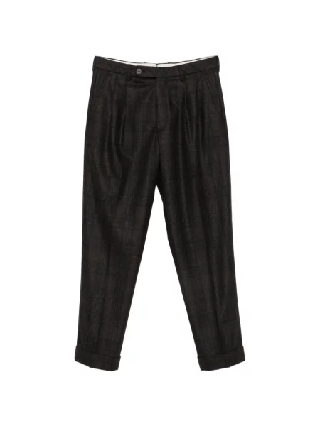 Pantaloni Gta de lână în carouri maro
