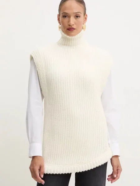 Victoria Beckham kamizelka z domieszką wełny beżowa