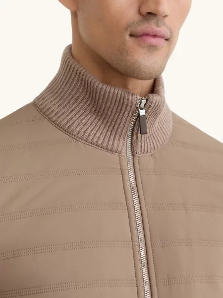 Reiss Prošívaná Bunda Z Kombinace Materiálů černošedá