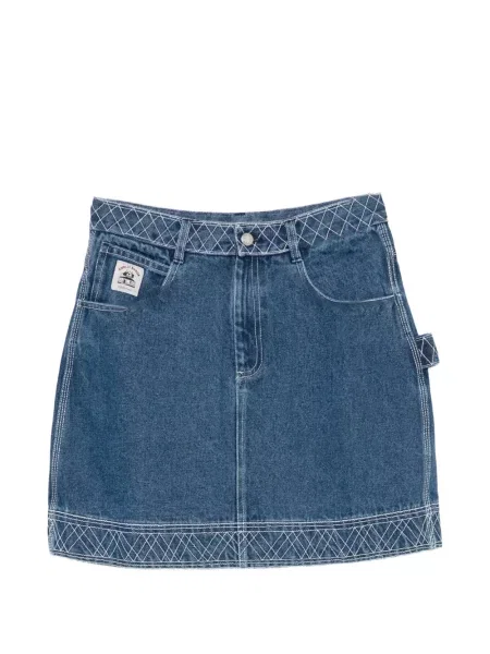 Fustă din denim Bode cu broderie albastru
