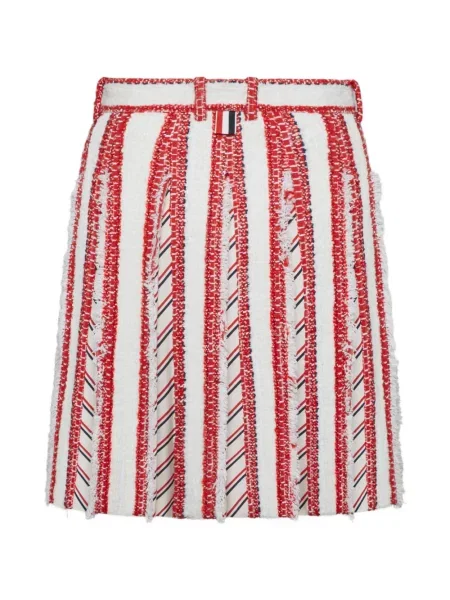 Mini fusta plisata Thom Browne din tweed plisată alb